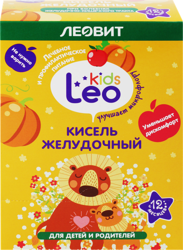 Кисель ЛЕОВИТ Leo Kids, Желудочный, с 1 года, 5х12г, изображение