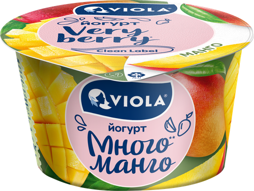 Йогурт VIOLA Very Berry с манго 2,6%, без змж, 180г, изображение