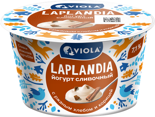 Йогурт LAPLANDIA Сливочный с наполнителем ржаной&nbsp;хлеб, корица 7,1%, без змж, 180г, картинка