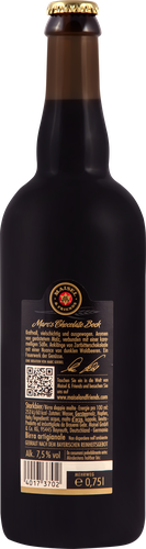Пиво темное MAISEL&FRIENDS Chocolate Bock нефильтрованное непастеризованное 7,5%, 0.75л, крупный план