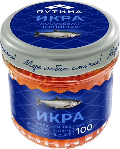 Икра лососевая ПУТИНА зернистая, 100г, фотография
