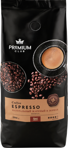 Кофе зерновой PREMIUM CLUB Espresso, 1кг, изображение