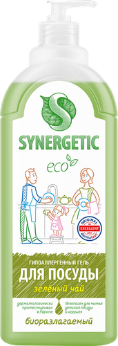 Гель для мытья посуды SYNERGETIC Зеленый чай, 1л, детальное фото