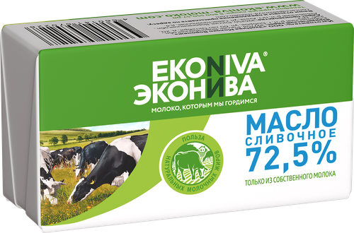 Масло сливочное ЭКОНИВА Крестьянское 72,5%, без змж, 180г, фото