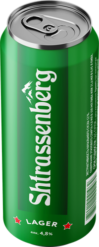 Пиво светлое SHTRASSENBERG Lager фильтрованное пастеризованное 4,8%, 0.45л