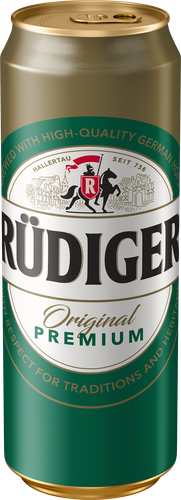 Пиво светлое RUDIGER Original Premium пастеризованное 4,8%, 0.45л, фото