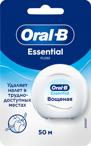 Зубная нить ORAL-B вощеная, без вкуса, 50м, детальное фото