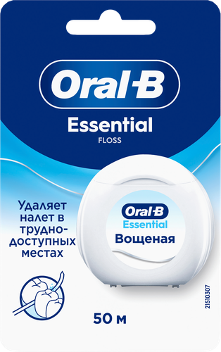 Зубная нить ORAL-B вощеная, без вкуса, 50м, вид