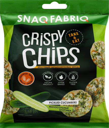 Чипсы цельнозерновые SNAQ FABRIQ со вкусом малосольные огурчики, 50г, картинка