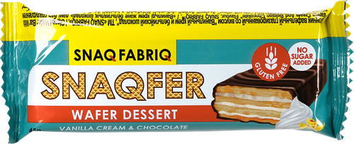Батончик вафельный SNAQ FABRIQ со вкусом ванильный крем и бельгийский шоколад, глазированный, 45г, детальное фото