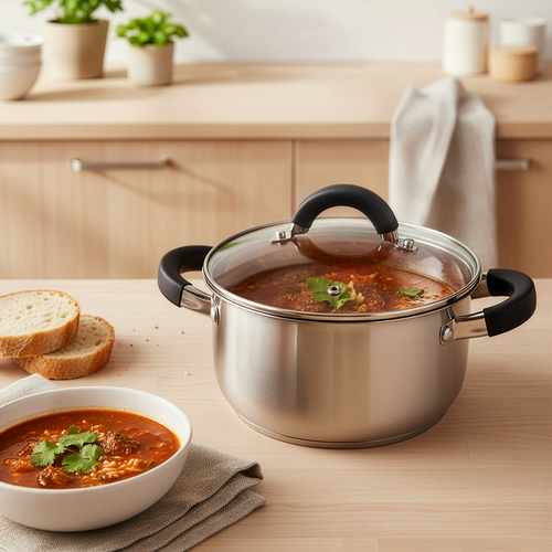 Кастрюля HOMECLUB Comfort, с силиконовыми ручками, нержавеющая сталь, индукция, 2.5л Арт. GS-4, детальное фото
