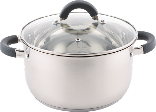 Кастрюля HOMECLUB Comfort, с силиконовыми ручками, нержавеющая сталь, индукция, 4.5л Арт. GS-6, изображение