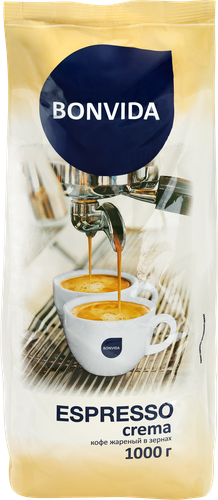 Кофе зерновой BONVIDA Espresso Crema жареный, 1кг, фото