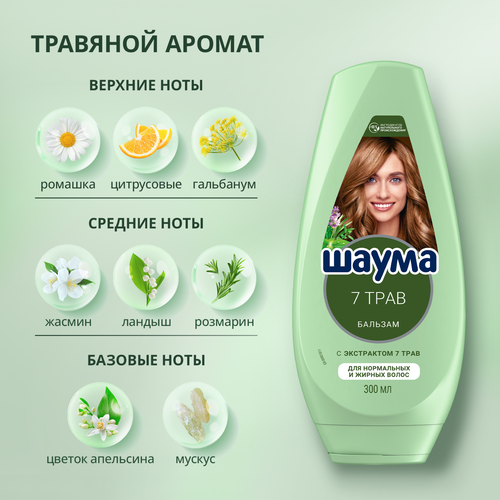 Бальзам для нормальных и жирных волос ШАУМА 7 Трав, 300мл, вид
