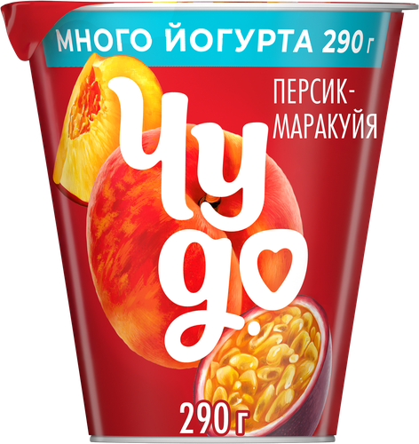 Йогурт ЧУДО Персик-маракуя 2%, без змж, 290г, фото