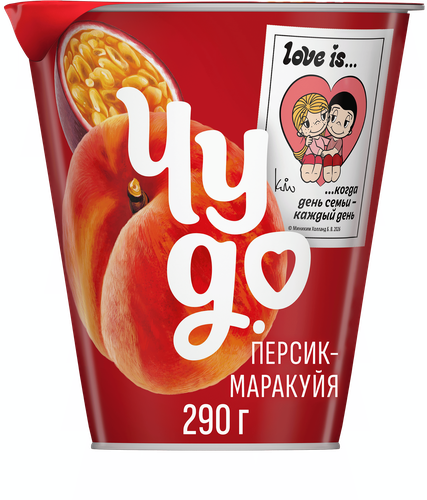 Йогурт ЧУДО Персик, маракуя 2%, без змж, 290г, вид