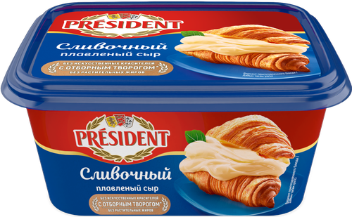 Сыр плавленый PRESIDENT Сливочный 45%, без змж, 400г, изображение