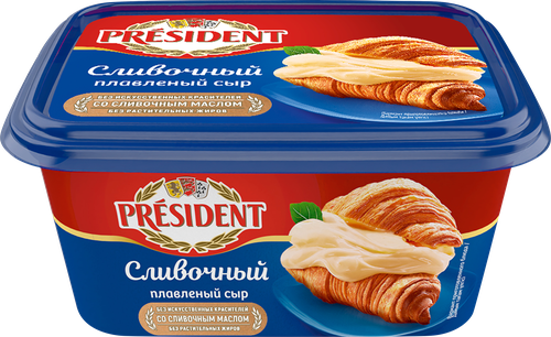 Сыр плавленый PRESIDENT Сливочный 45%, без змж, 400г, крупный план