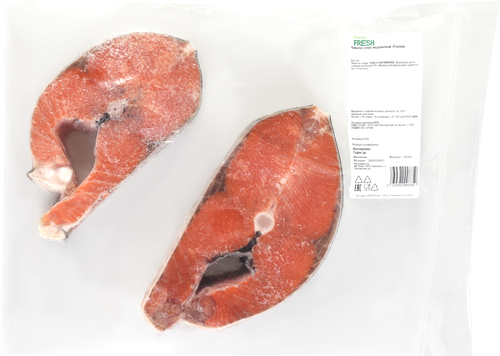 Чавыча замороженная Тихоокеанская стейк ЛЕНТА FRESH, весовая, крупный план
