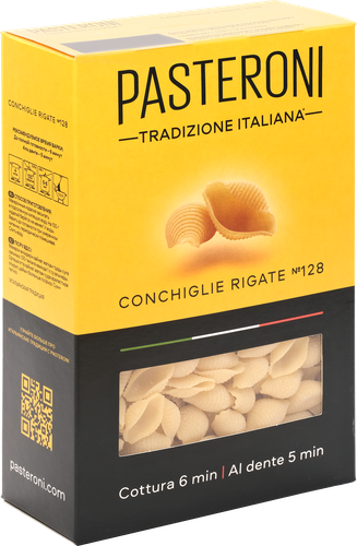 Макароны PASTERONI Conchiglie Rigate №128,&nbsp;группа А высший сорт, 400г, картинка