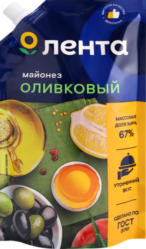 Майонез ЛЕНТА Оливковый 67%, 380мл, вид