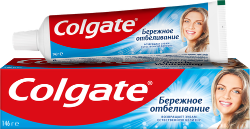 Зубная паста COLGATE Бережное отбеливание, с фтором и кальцием, 100мл, крупный план