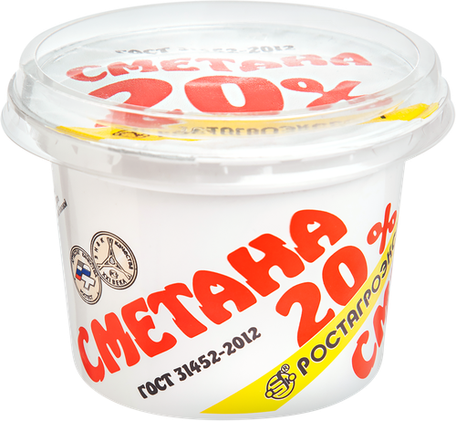 Сметана РОСТАГРОЭКСПОРТ 20%, без змж, 180г, детальное фото