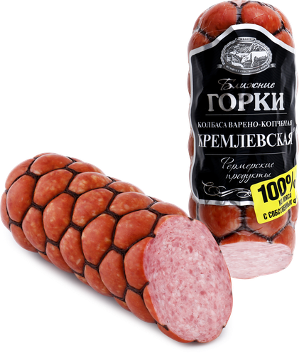 Колбаса варено-копченая БЛИЖНИЕ ГОРКИ Кремлевская, 350г, фото