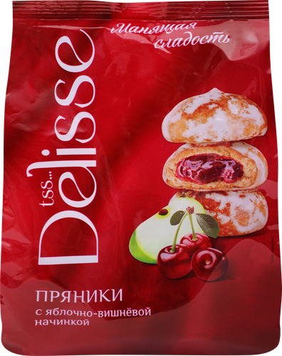 Пряники DELISSE с яблочно-вишневой начинкой, 300г, вид