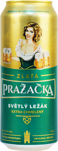 Пиво светлое PRAZACHKA Zlata Светлый Лагер фильтрованное пастеризованное 4,9%, 0.5л, картинка