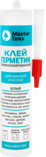 Клей-герметик для ванной и кухни MASTERTEKS HomeMaster, силиконизированный, белый Арт. 9613231, 260мл, фото