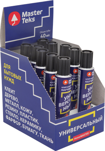 Клей контактный MASTERTEKS HomeMaster, каучуковый, универсальный, желто-зеленый Арт. 9753180, 40мл, фотография