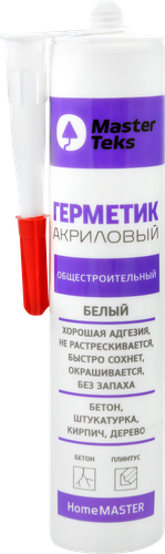 Герметик MASTERTEKS HomeMaster, акриловый, общестроительный, белый, 260мл Арт. 9613080, картинка