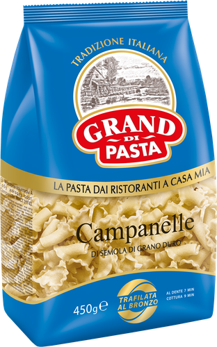Макароны GRAND DI PASTA Campanelle группа А, 450г, крупный план
