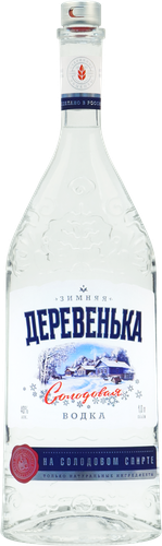 Водка ЗИМНЯЯ ДЕРЕВЕНЬКА на солодовом спирте Альфа 40%, 1л, картинка