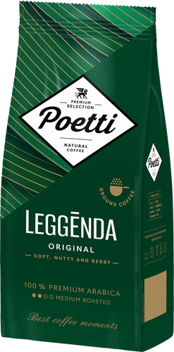 Кофе молотый POETTI Leggenda Original натуральный жареный, 250г, крупный план
