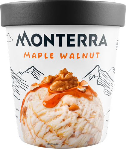Мороженое MONTERRA Грецкий орех с кленовым сиропом 13,6%, без змж,  картонный стакан, 298г, картинка