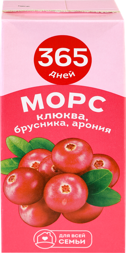 Морс 365 ДНЕЙ Клюква, брусника, арония, 1л, детальное фото