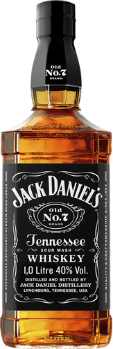 Виски JACK DANIEL'S Tennessee Whiskey зерновой, 40%, 1л, крупный план