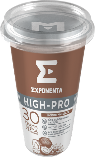 Напиток кисломолочный EXPONENTA High-pro Кокос, миндаль обезжиренный с высоким содержанием белка, без змж, 250г, изображение