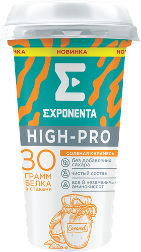 Напиток кисломолочный EXPONENTA High-pro Соленая карамель обезжиренный с высоким содержанием белка, без змж, 250г, вид
