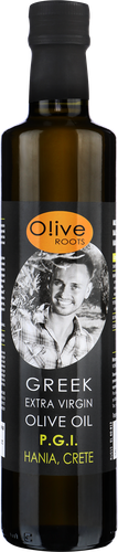 Масло оливковое OLIVE ROOTS Hania Crete P.G.I., 500мл, крупный план