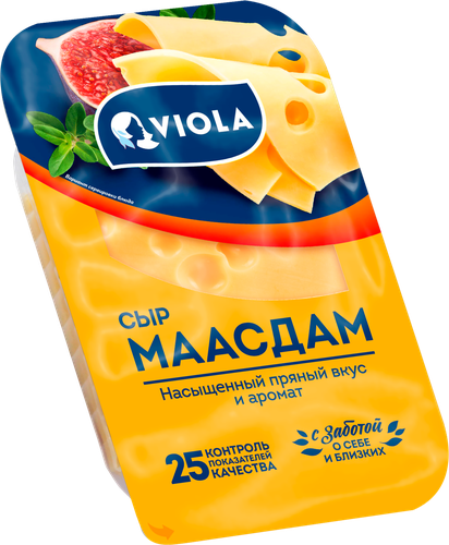 Сыр VIOLA Маасдам 45%, нарезка, без змж, 120г, изображение