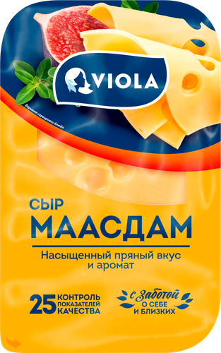 Сыр VIOLA Маасдам 45%, нарезка, без змж, 120г, детальное фото