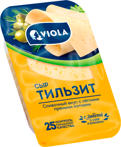 Сыр VIOLA Тильзит 45% нарезка, без змж, 120г, изображение