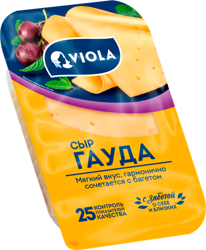 Сыр VIOLA Гауда 45% нарезка, без змж, 120г, изображение