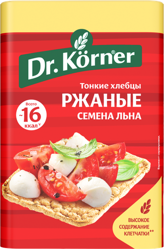 Хлебцы ржаные DR KORNER с семенами льна, 100г, изображение