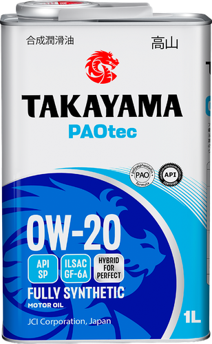 Масло моторное TAKAYAMA синтетическое SAE 0W-20, ILSAC GF-5, API SN, Арт. 605553, 1л, крупный план
