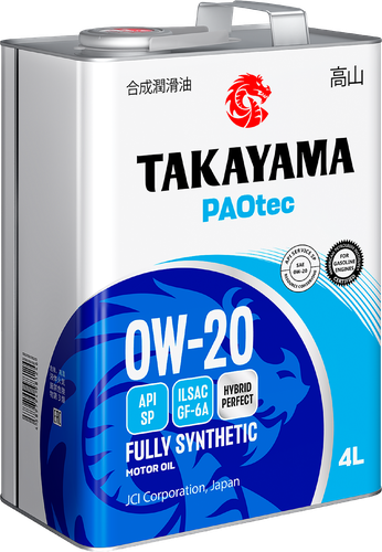 Масло моторное TAKAYAMA синтетическое SAE 0W-20, ILSAC GF-5, API SN, Арт. 605554, 4л, детальное фото