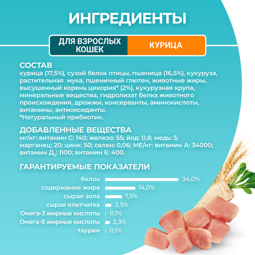 Корм сухой для взрослых кошек PURINA ONE полнорационный, с высоким содержанием курицы, 9,75кг, картинка